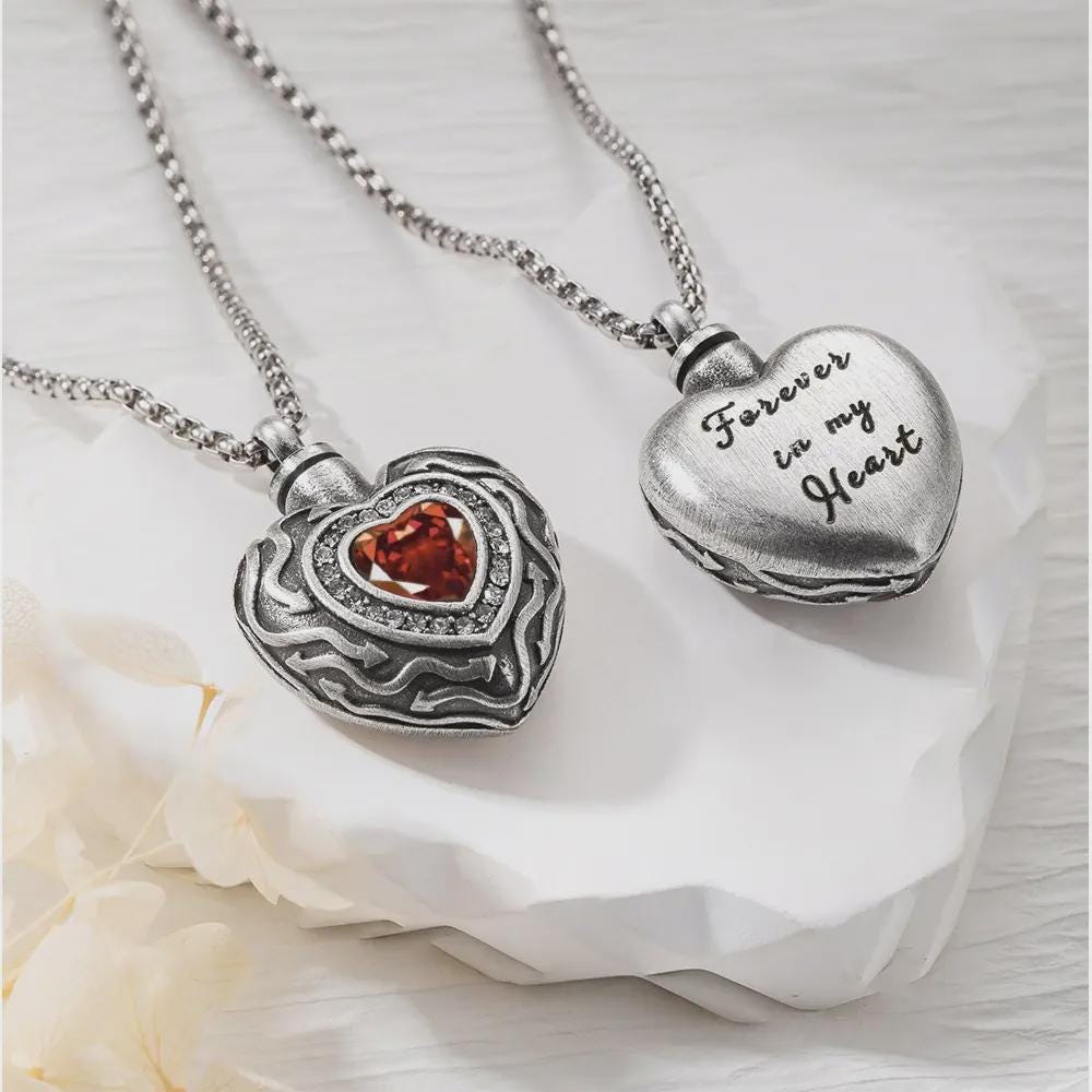 Personalized Dainty Heart Cremation Urn Necklace
