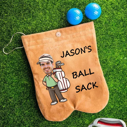 Custom Name & Face Photo Golf Ball Sack