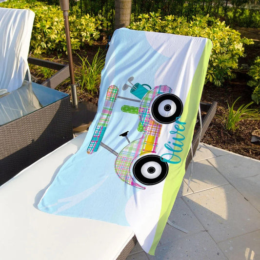 Custom Golf Cart Beach Towel with Name