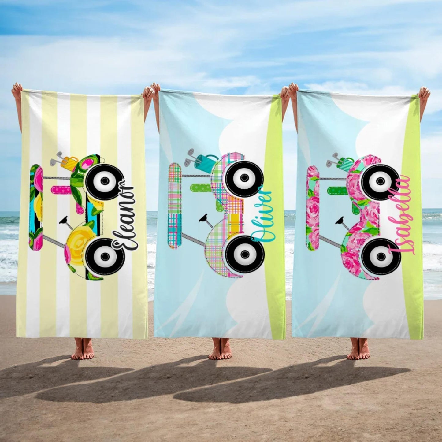 Custom Golf Cart Beach Towel with Name
