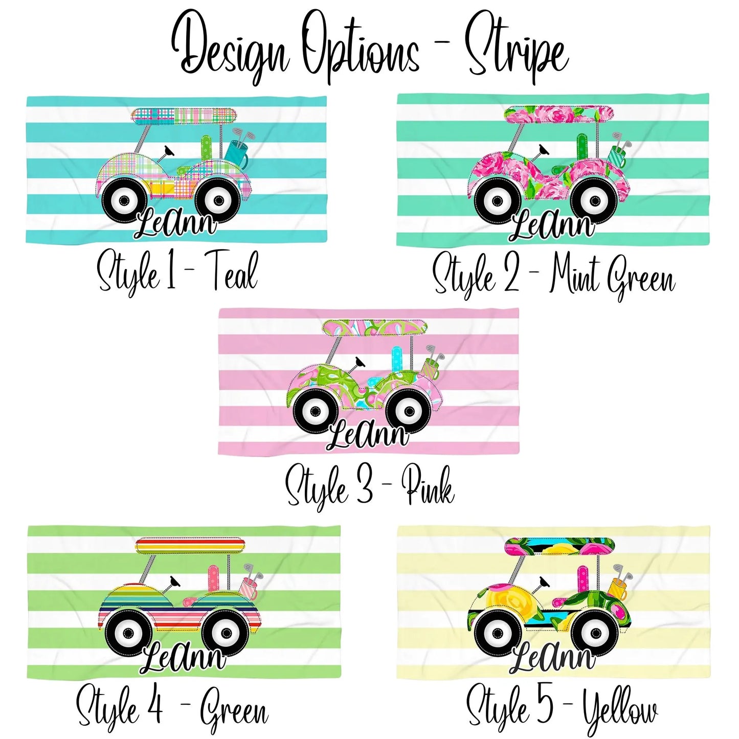 Custom Golf Cart Beach Towel with Name