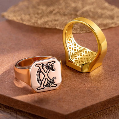 Personalized Double Initials Signet Ring