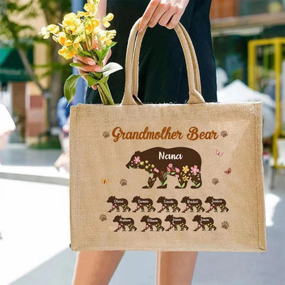 Custom Mama Bear Tote Bag with Kids' Names