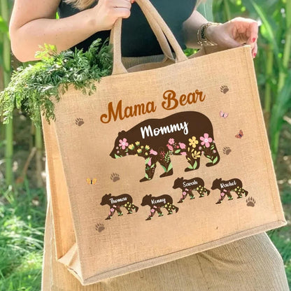 Custom Mama Bear Tote Bag with Kids' Names