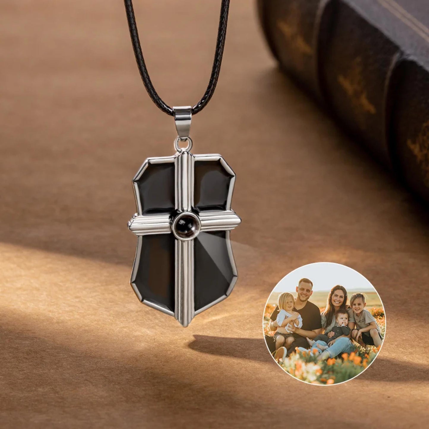 Custom Gothic Cross Projection Necklace