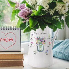 Personalisierte Vase mit Aquarell-Geburtsblumen
