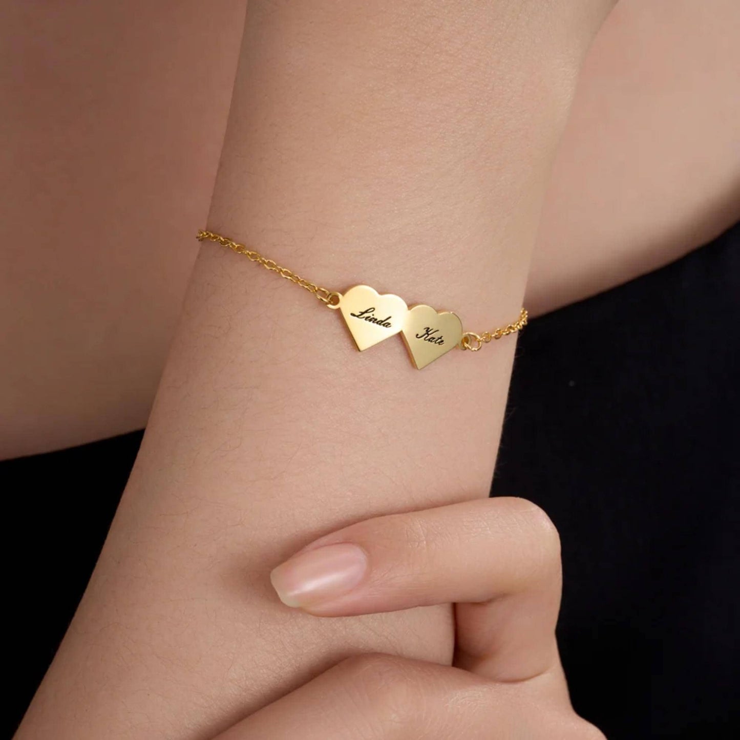 Custom Engraved Heart Bracelet with 1-4 Names