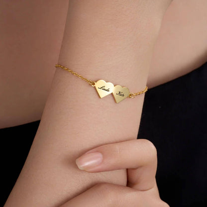 Custom Engraved Heart Bracelet with 1-4 Names