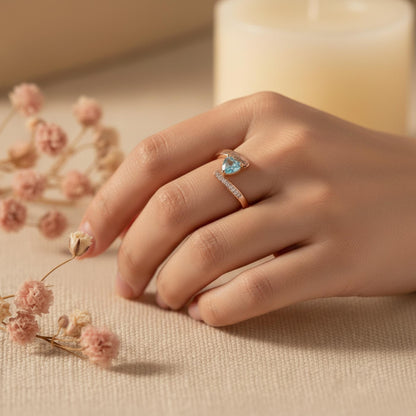 Custom Heart Birthstone Ring with Name