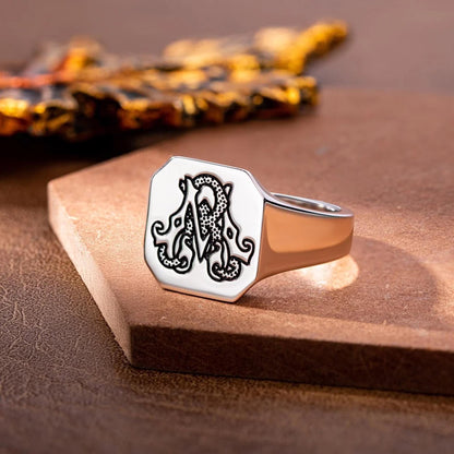 Personalized Double Initials Signet Ring