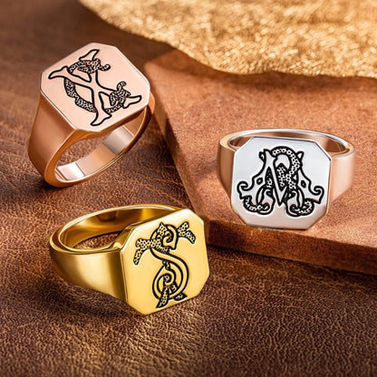 Personalized Double Initials Signet Ring