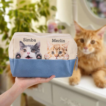 Custom Peeping Cat Portrait Makeup Pouch