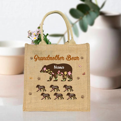 Custom Mama Bear Tote Bag with Kids' Names