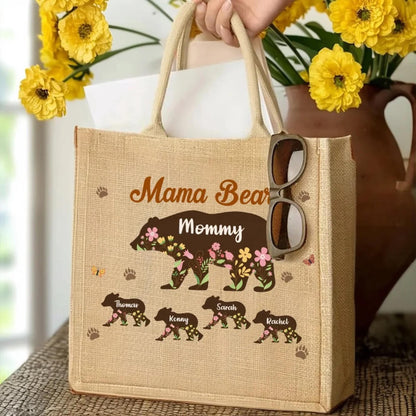 Custom Mama Bear Tote Bag with Kids' Names