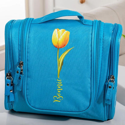 Custom Toiletry Bag with Name & Birth Flower