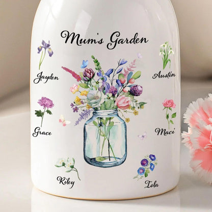 Personalized Watercolor Birth Flowers Vase