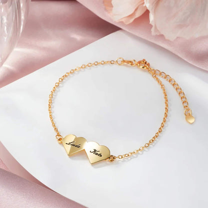 Custom Engraved Heart Bracelet with 1-4 Names