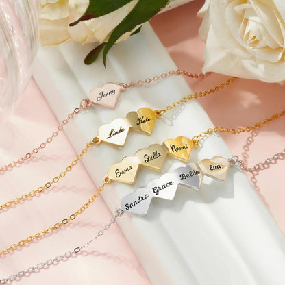 Custom Engraved Heart Bracelet with 1-4 Names