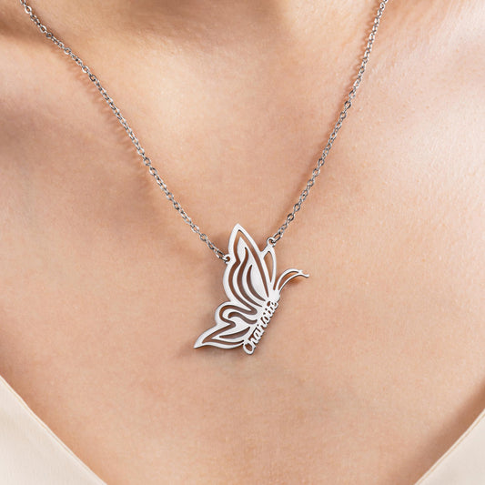 Personalized Dainty Butterfly Name Necklace