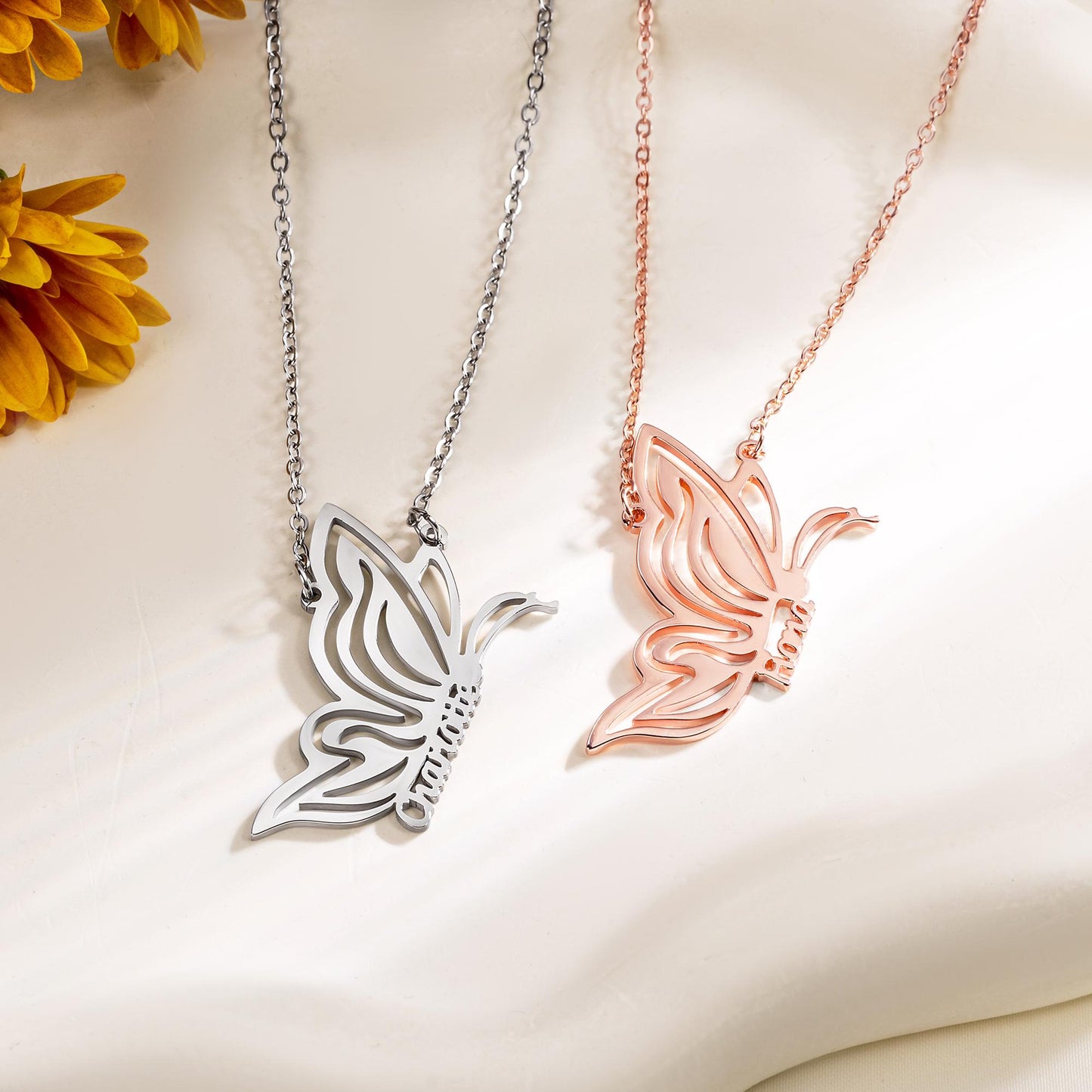 Personalized Dainty Butterfly Name Necklace
