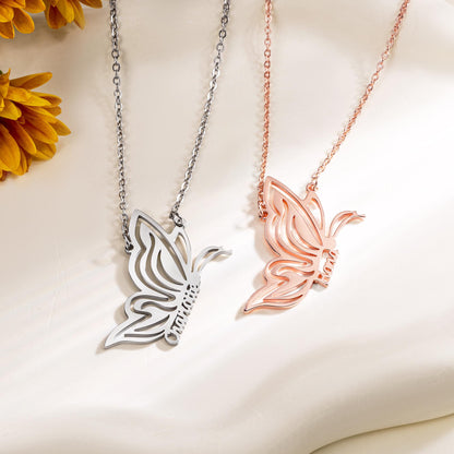 Personalized Dainty Butterfly Name Necklace