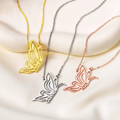 Personalized Dainty Butterfly Name Necklace