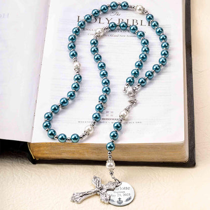 Personalized Name & Date Rosary Necklace