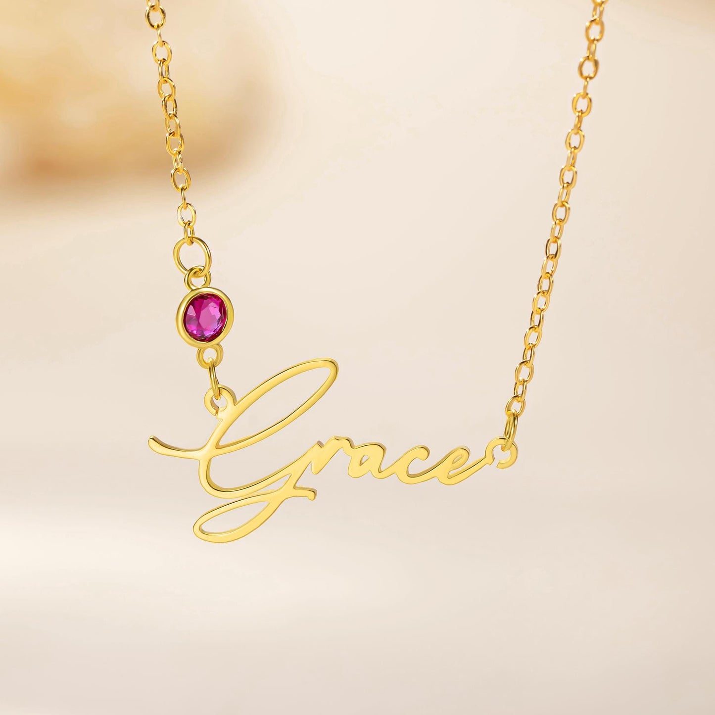 Personalized Dainty Name Necklace with Birthstone