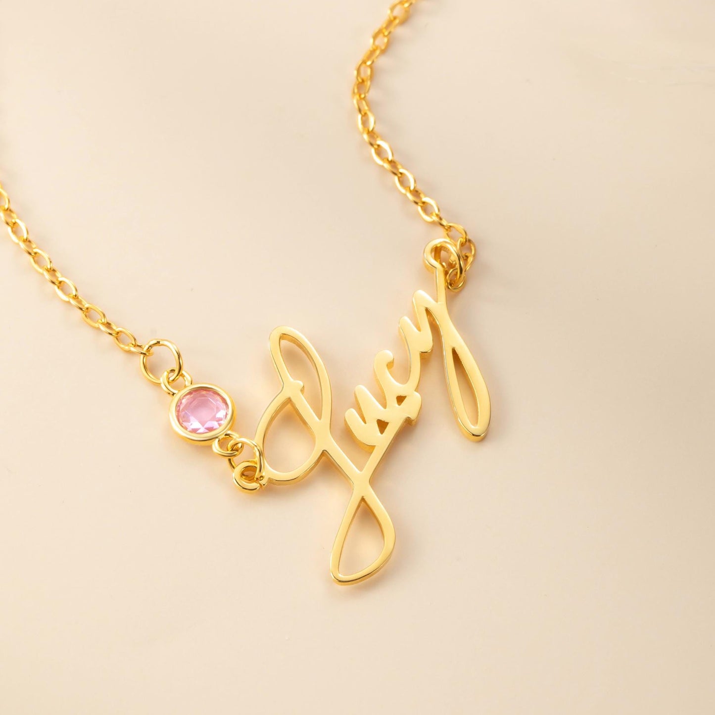 Personalized Dainty Name Necklace with Birthstone