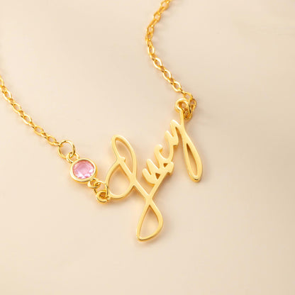 Personalized Dainty Name Necklace with Birthstone