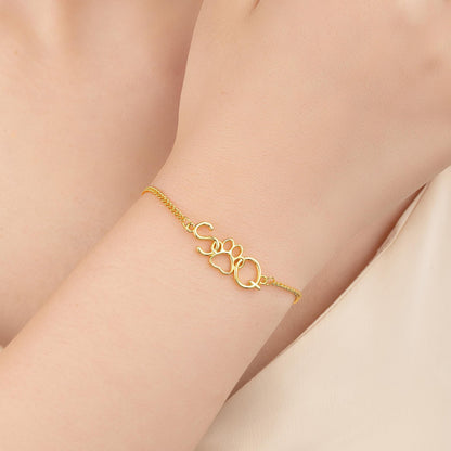 Double Interlocking Initials Bracelet with Heart or Paw