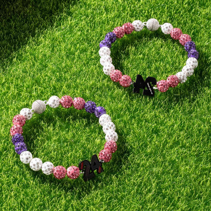 Personalized Rhinestone Beaded Baseball Bracelet