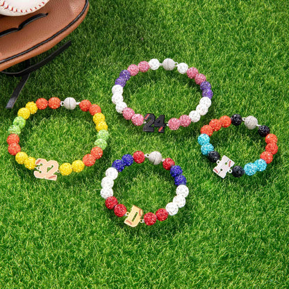 Personalized Rhinestone Beaded Baseball Bracelet
