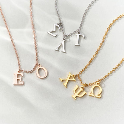 Personalized Sorority Necklace Greek Letters Pendant