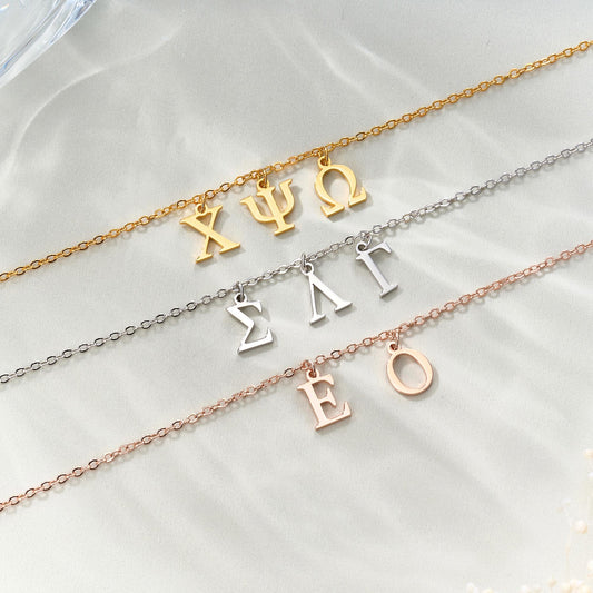 Personalized Sorority Necklace Greek Letters Pendant