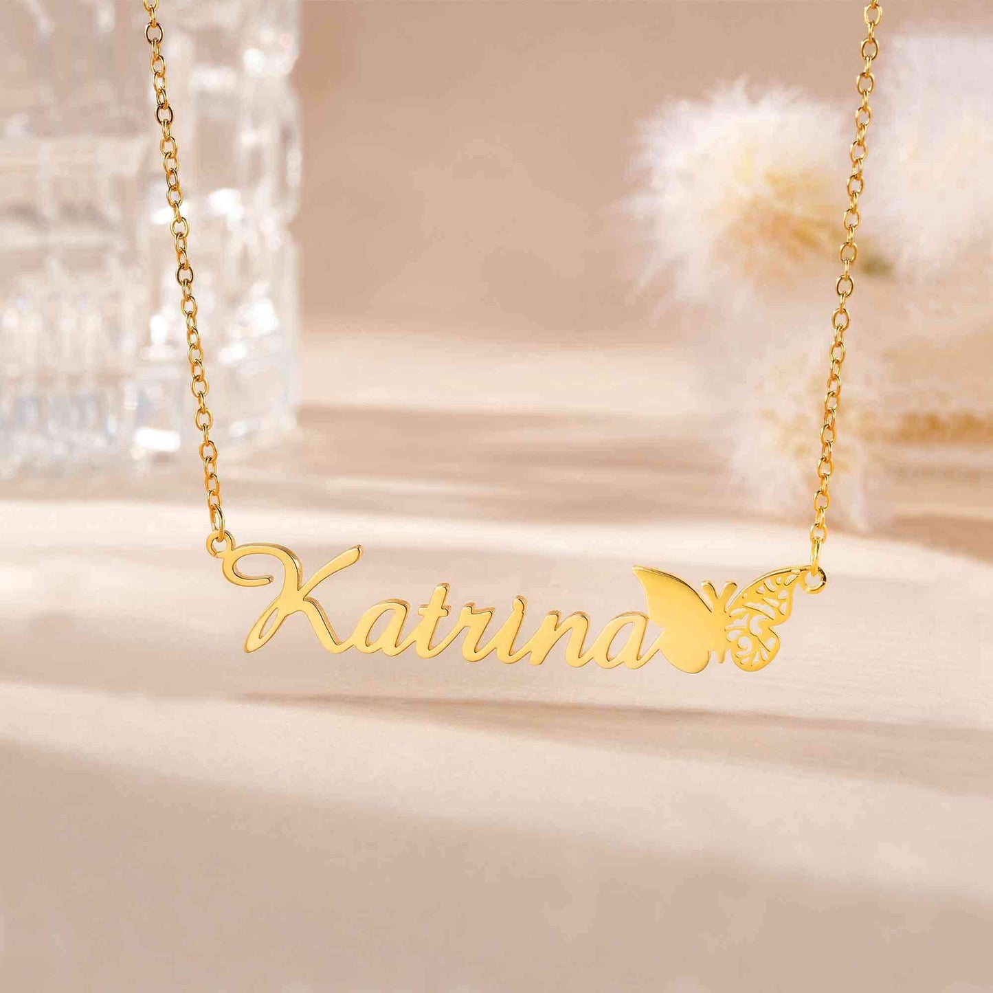 Personalized Name Birth Butterfly Necklace