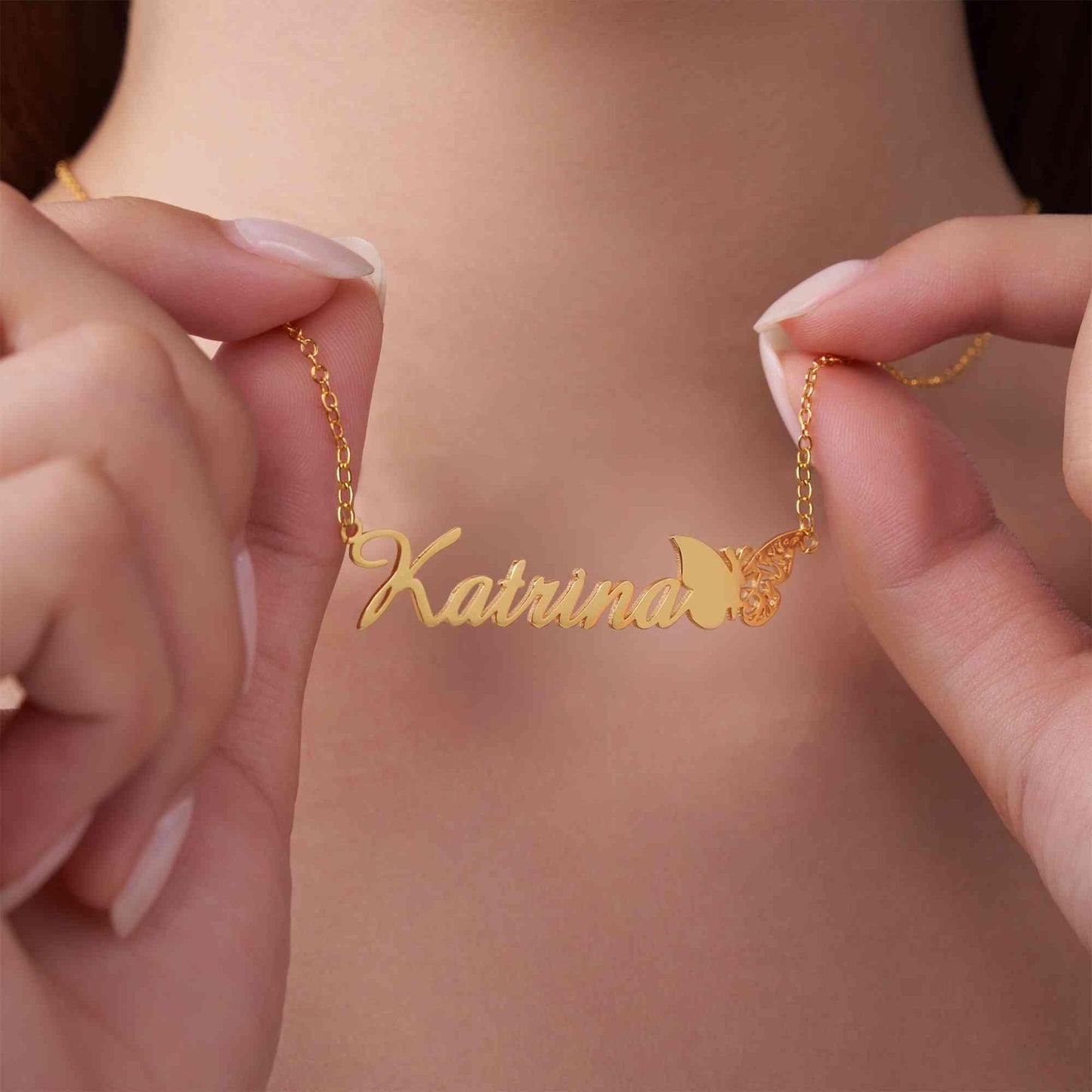Personalized Name Birth Butterfly Necklace