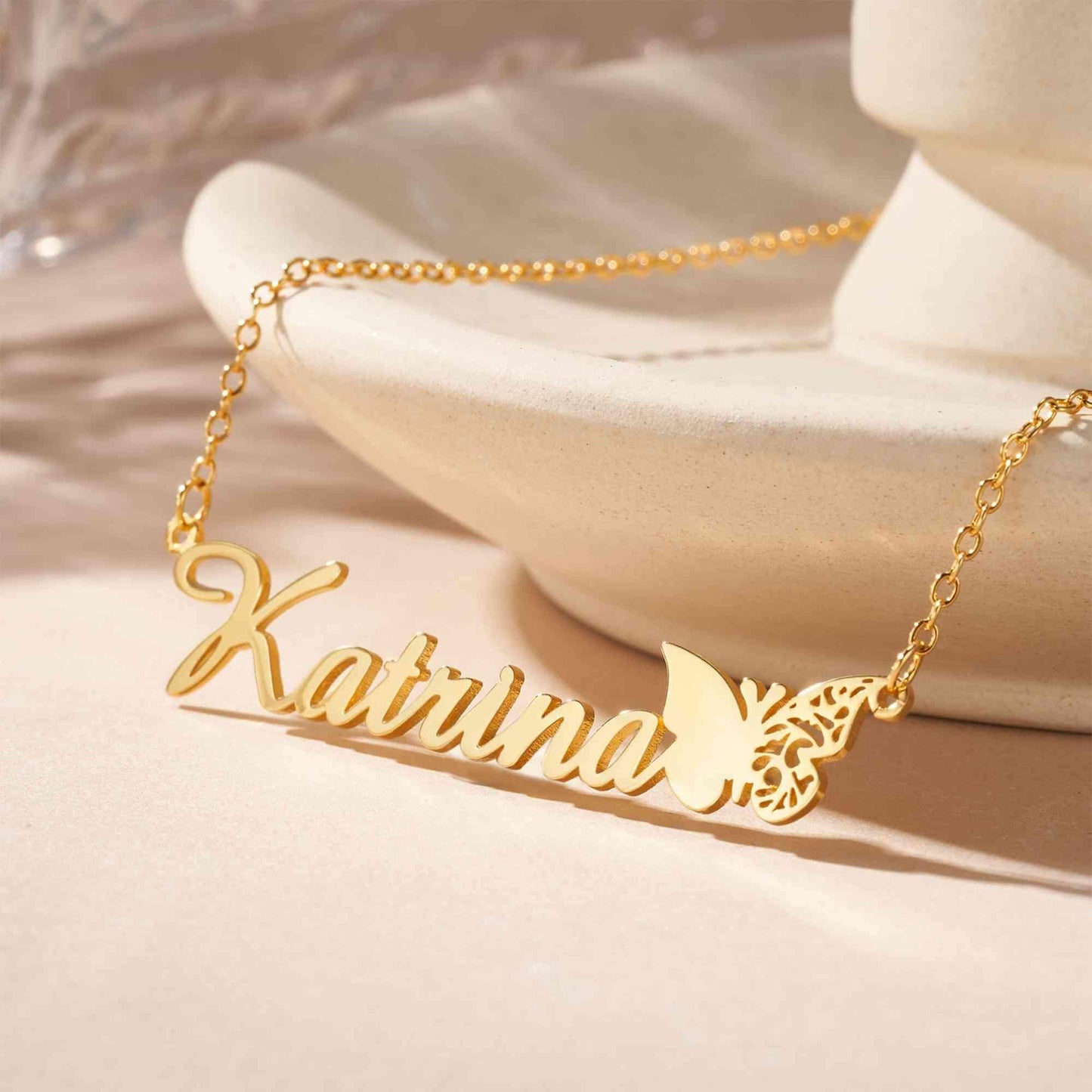 Personalized Name Birth Butterfly Necklace