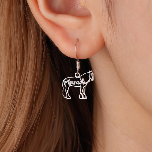 Personalized Horse Silhouette Dangle Earrings