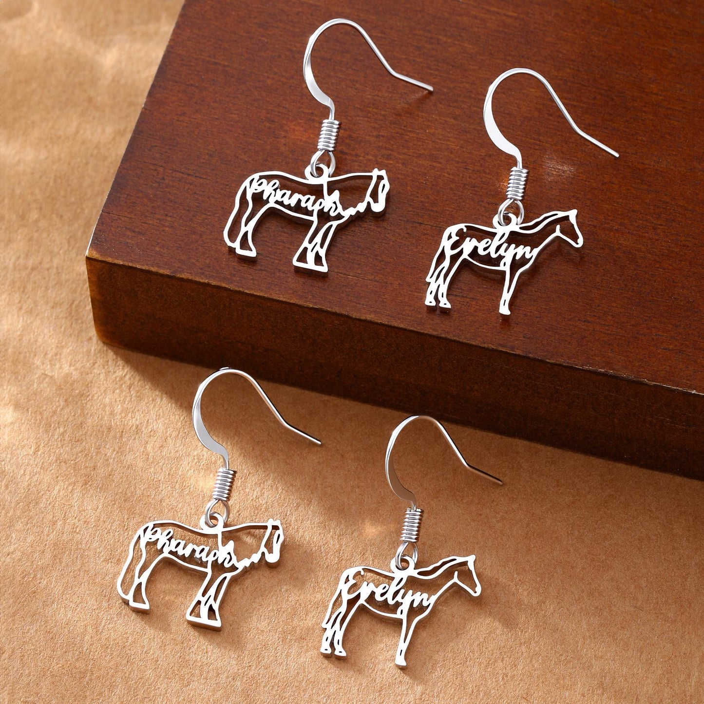 Personalized Horse Silhouette Dangle Earrings