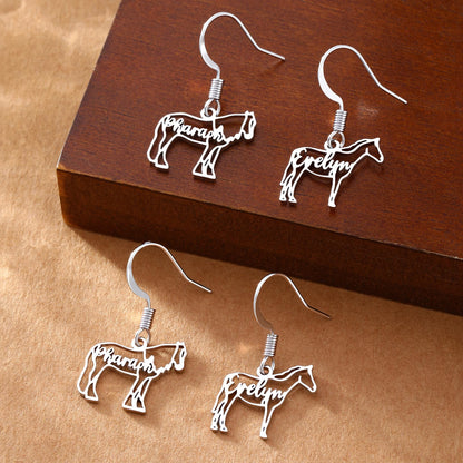 Personalized Horse Silhouette Dangle Earrings