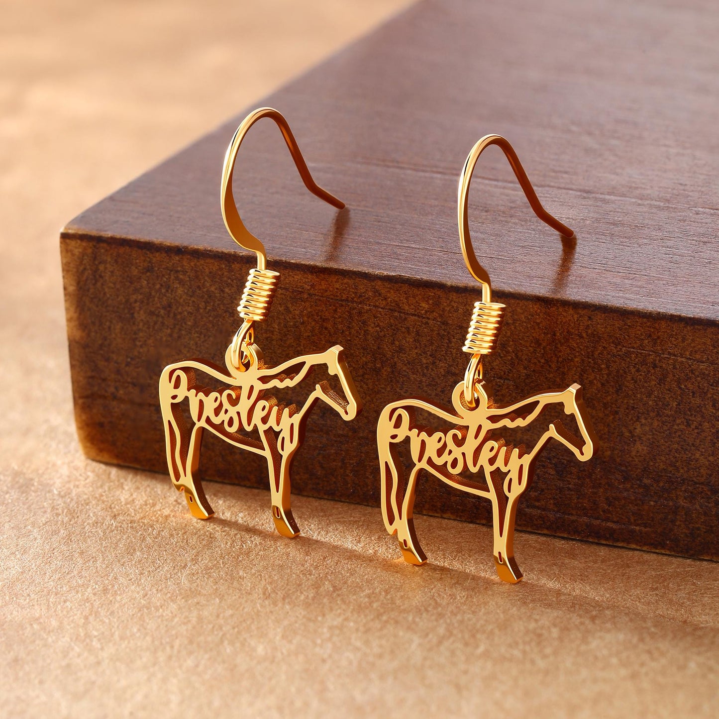 Personalized Horse Silhouette Dangle Earrings