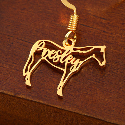 Personalized Horse Silhouette Dangle Earrings