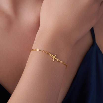 Custom Engraved Airplane Charm Bracelet