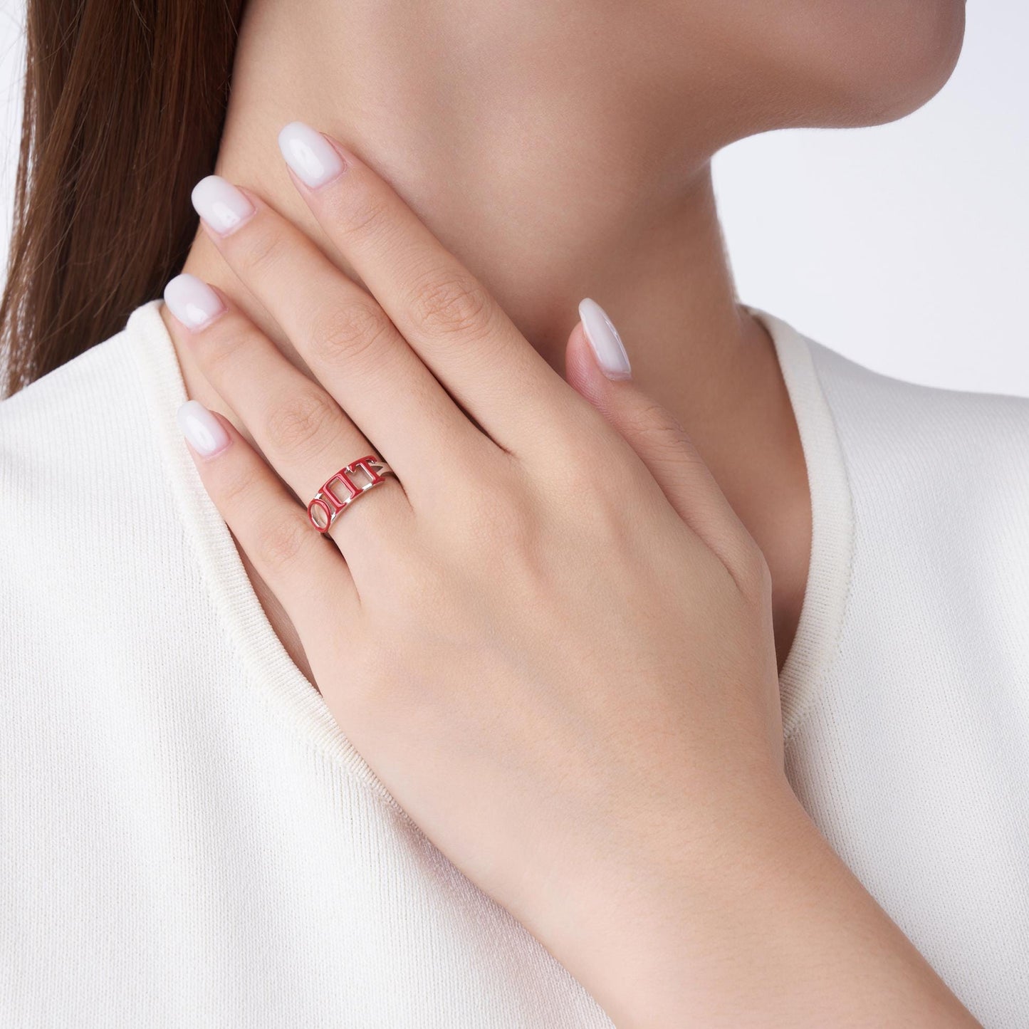 Custom Greek Sorority Letters Ring in 925 Sterling Silver