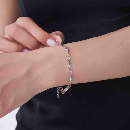 Personalized Dainty Names and Birthstones Bracelet