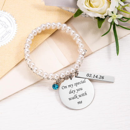 Custom Text Pearl Bouquet Charm