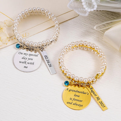 Custom Text Pearl Bouquet Charm