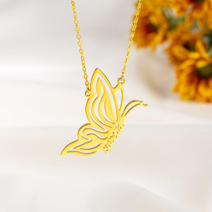 Personalized Dainty Butterfly Name Necklace