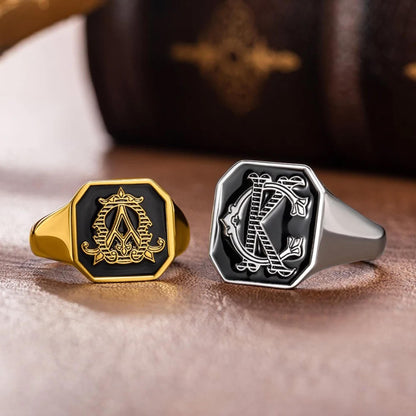 Custom Intertwined Monogram Signet Ring